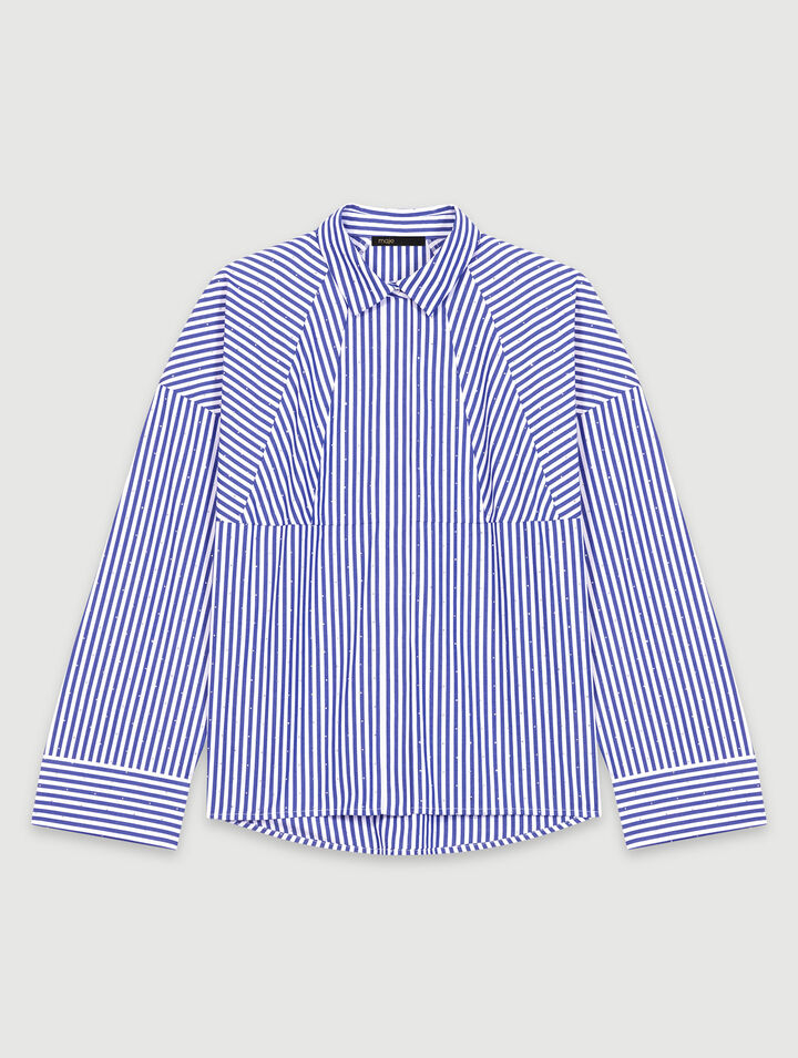 Camicia a righe con strass