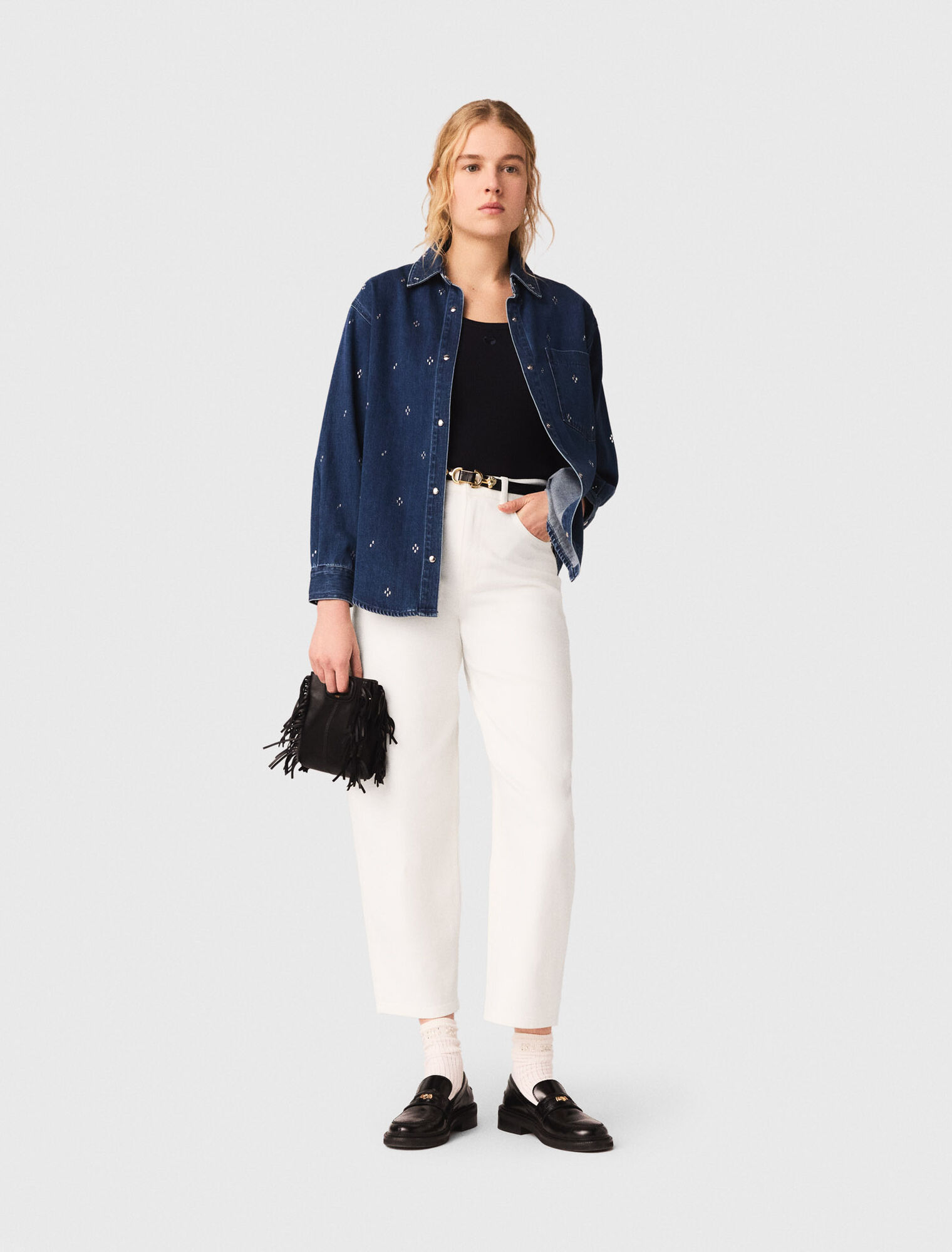 Camicia in denim con strass