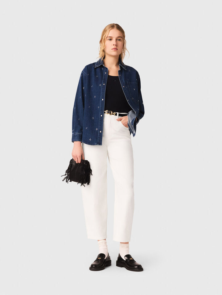 Camicia in denim con strass