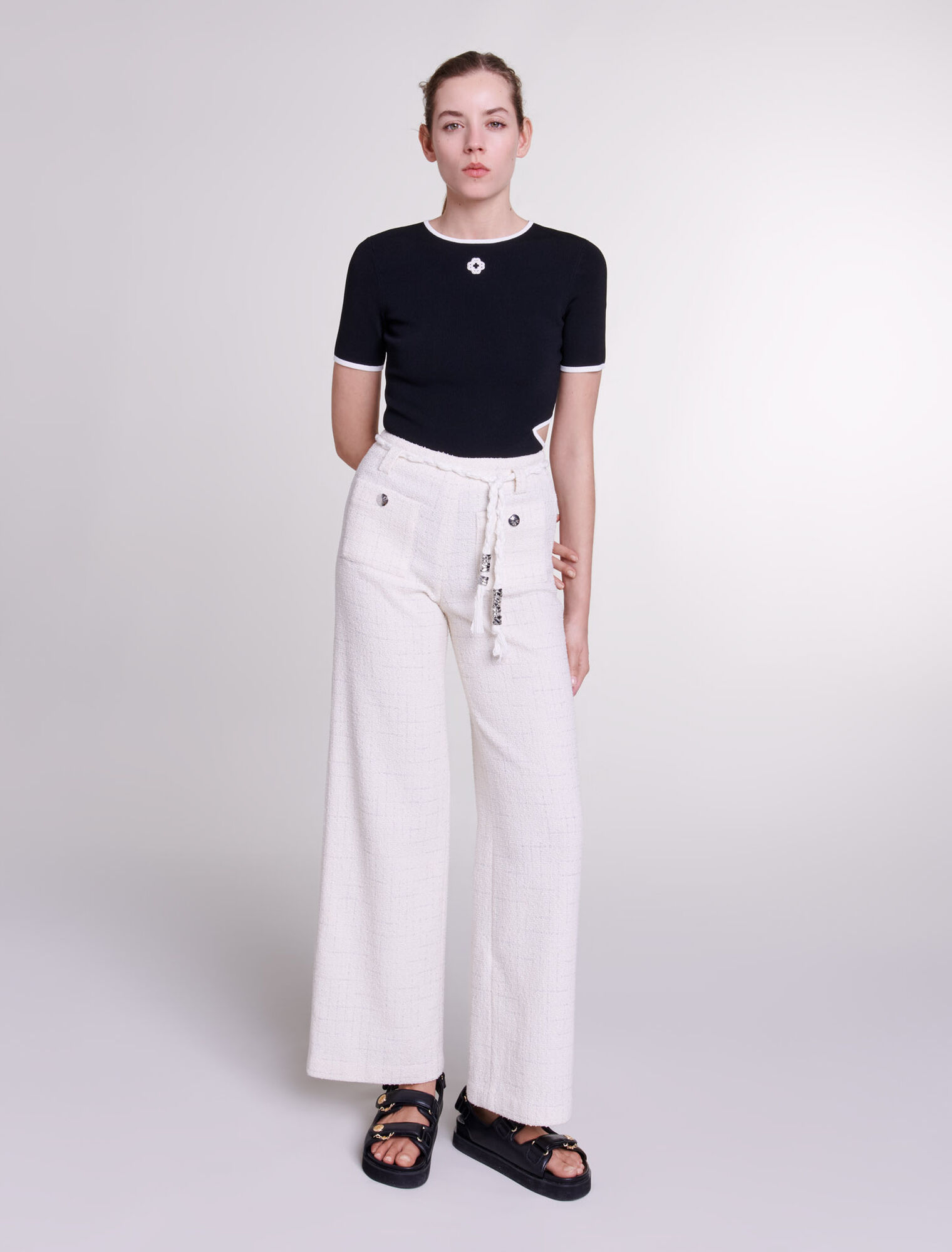 Pantaloni tweed fili metallizzati