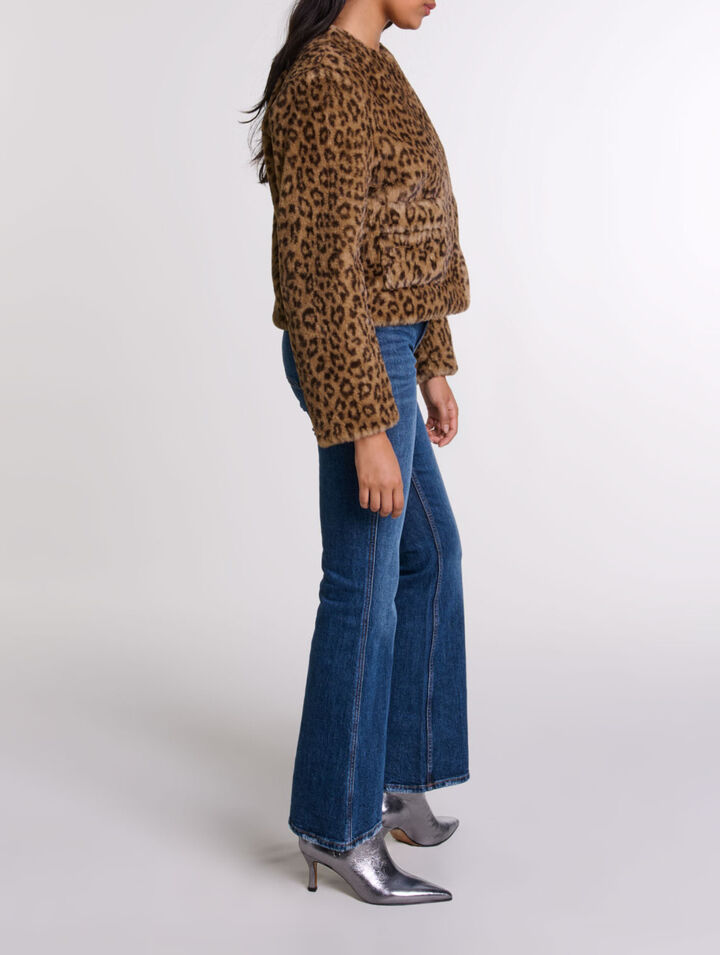 Giacca corta in pelliccia sintetica