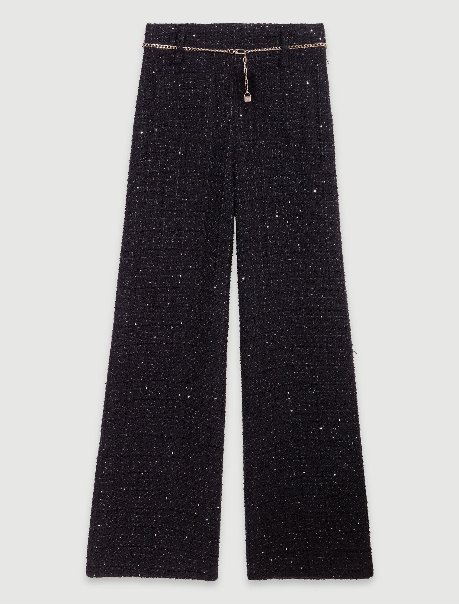 Pantaloni in tweed e paillettes