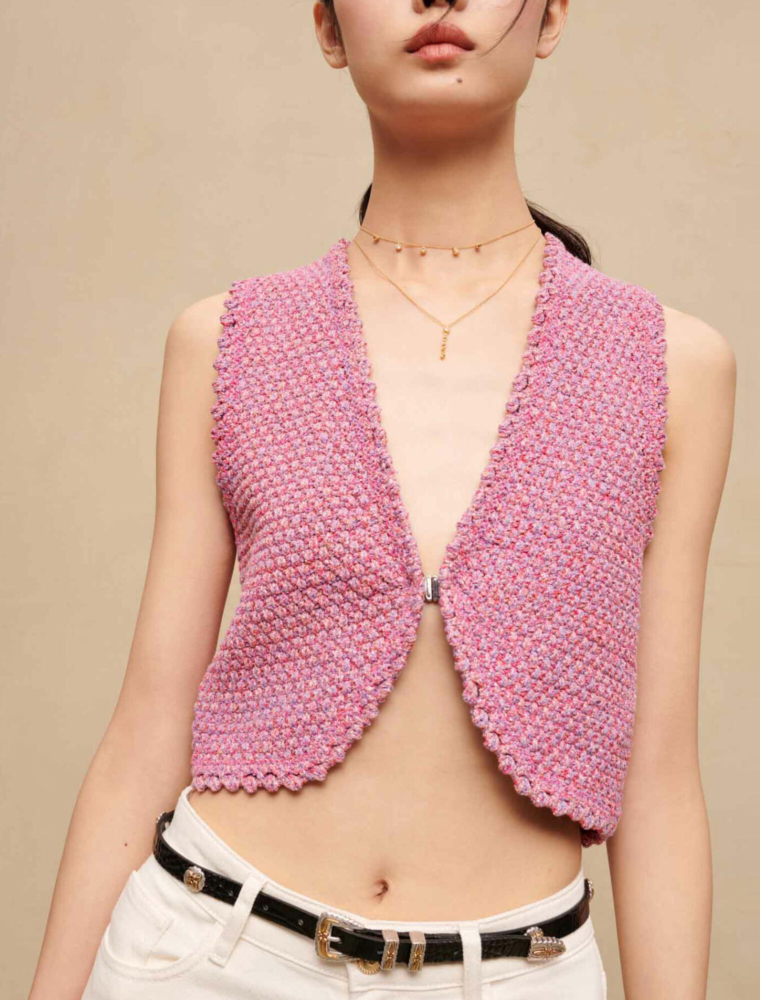 Top corto in tweed