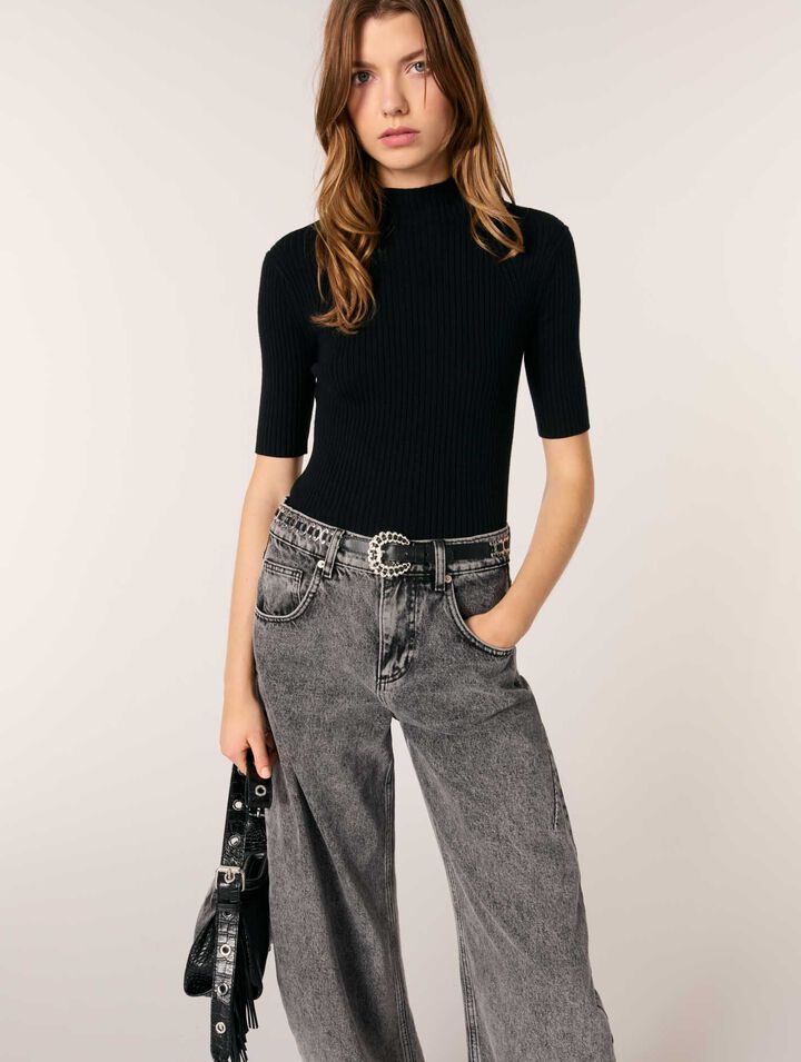 Top in maglia a coste