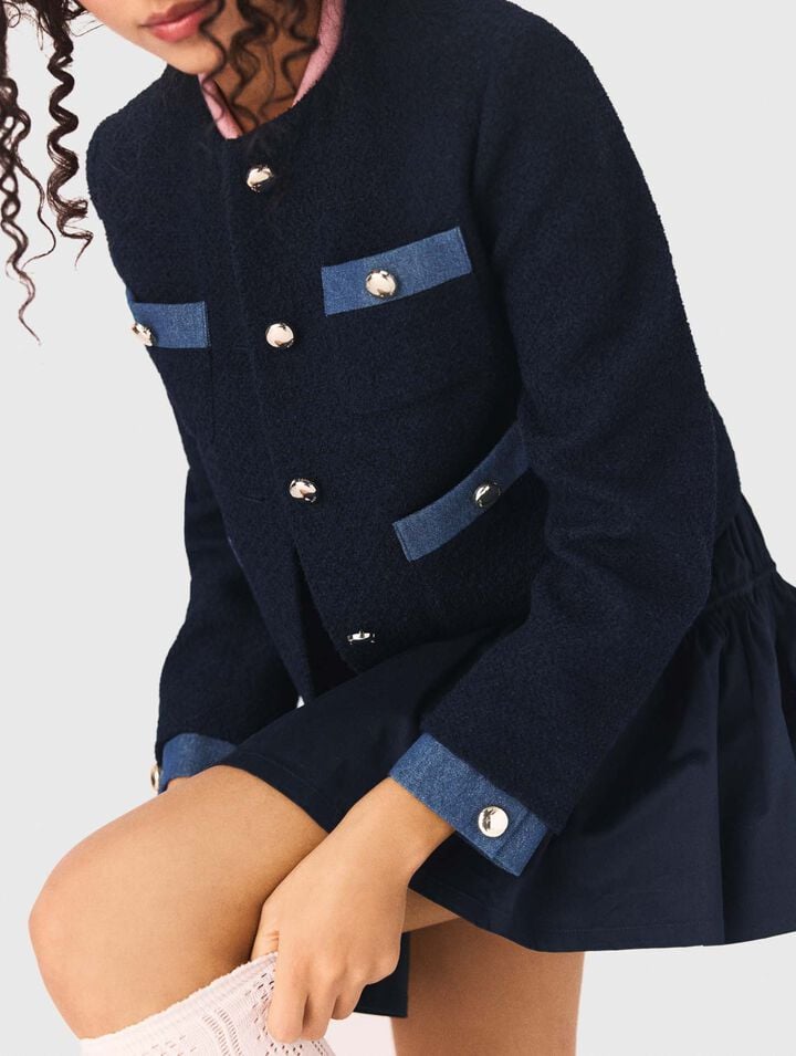 Giacca in tweed e profili denim