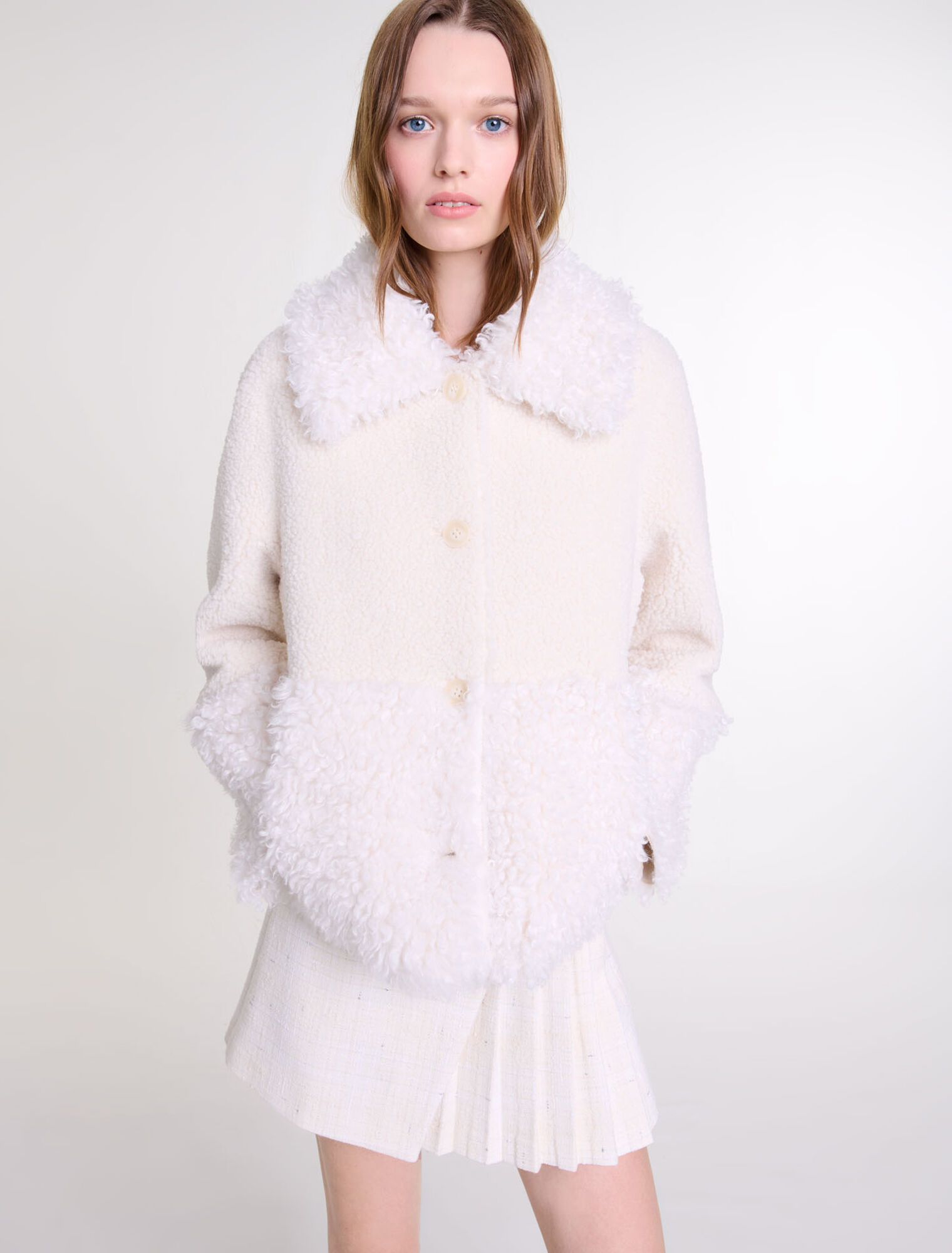 Cappotto corto in ecopelliccia