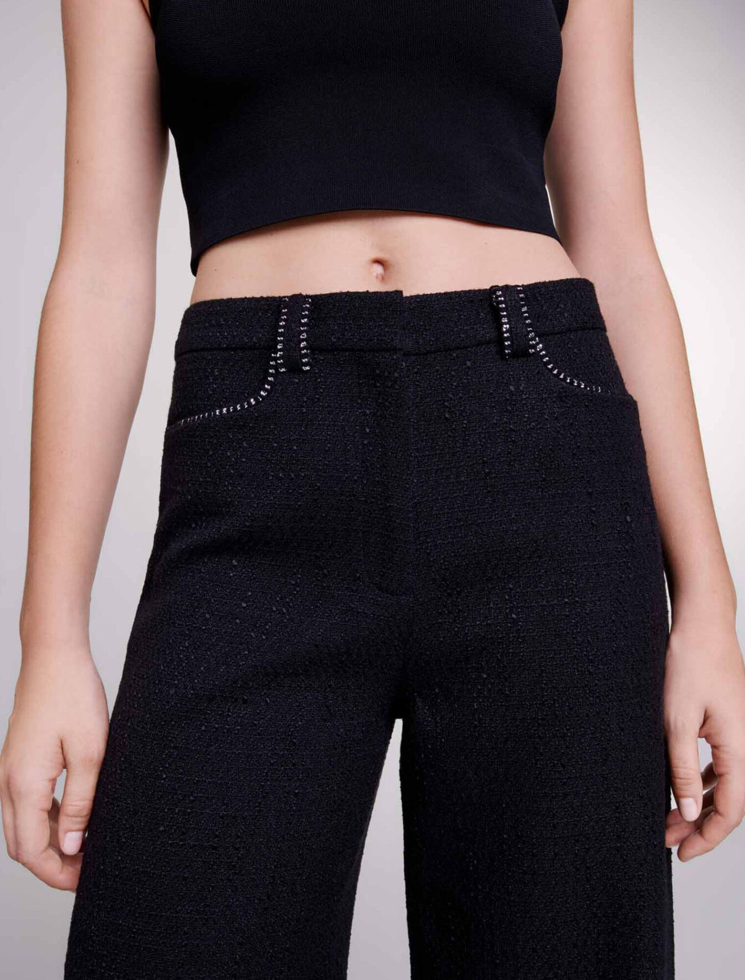 Pantaloni larghi in tweed