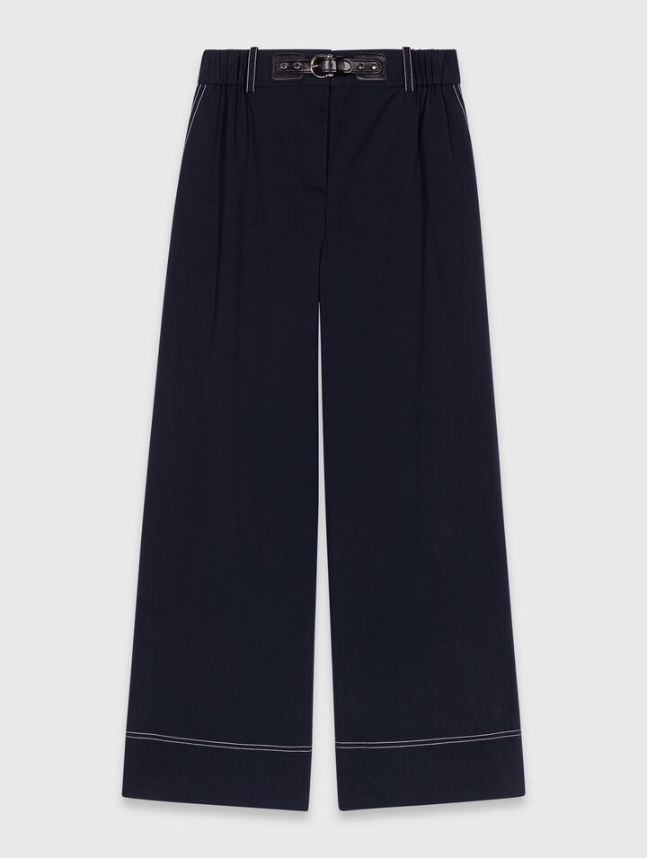 Pantaloni cotone e cintura in pelle