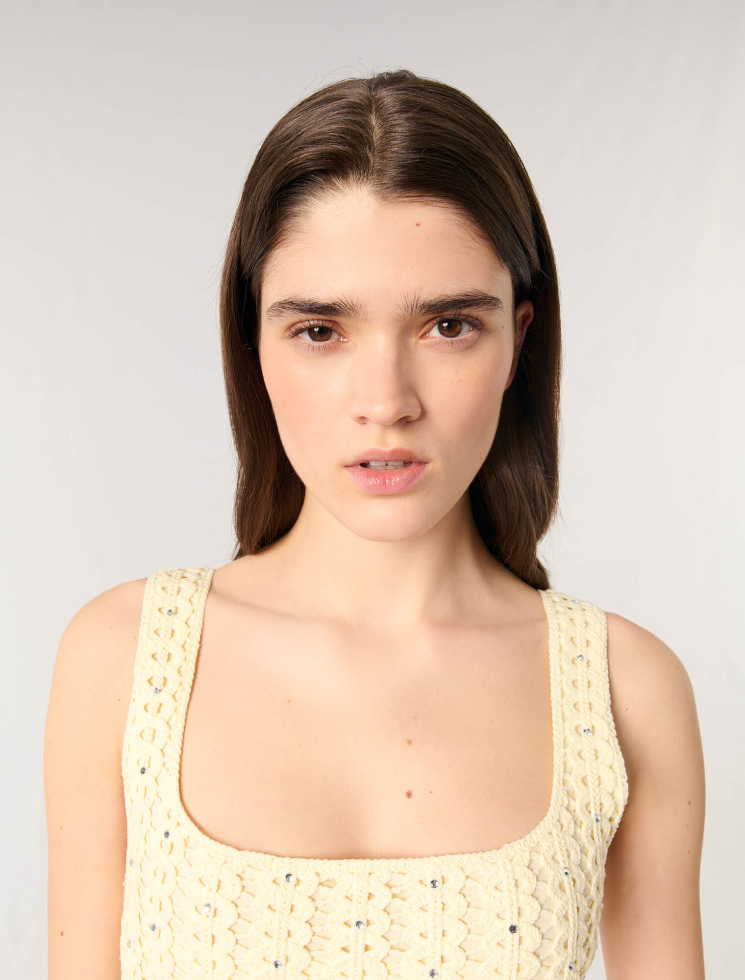 Abito midi in crochet glitterato