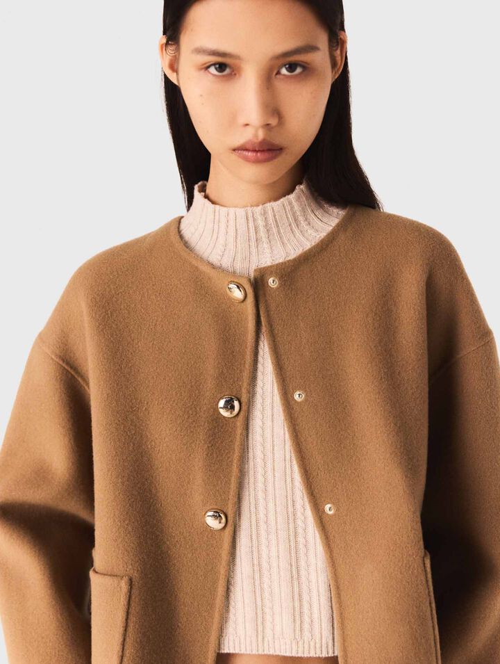 Cappotto double face collo in pelle
