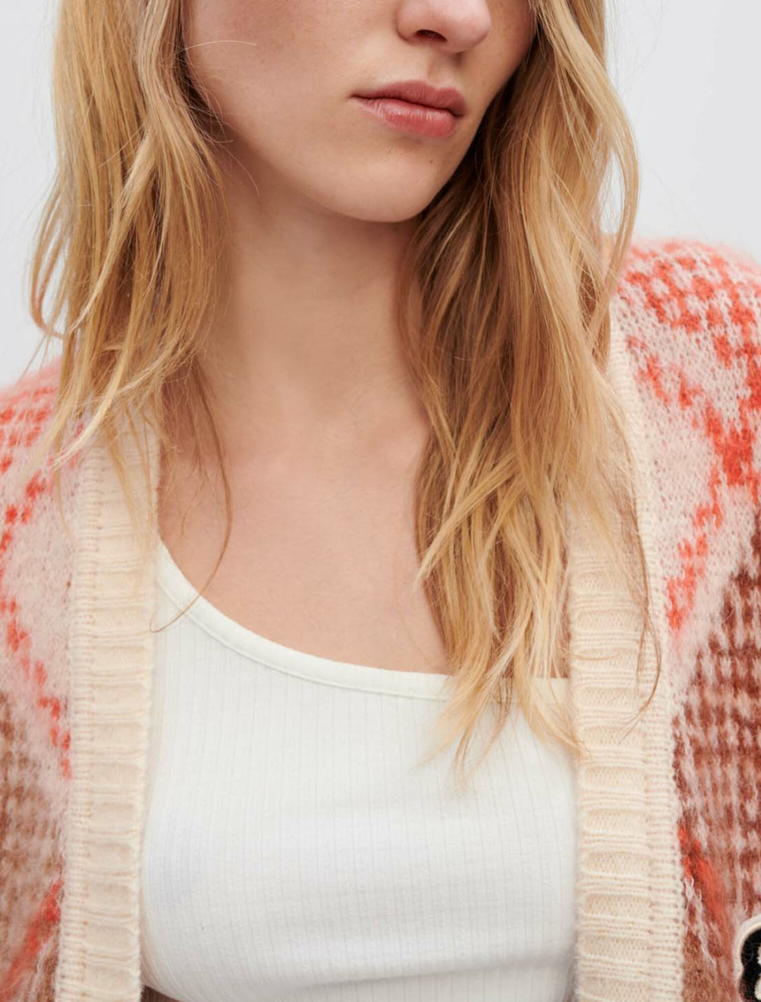 Cardigan jacquard a rombi vaporosi