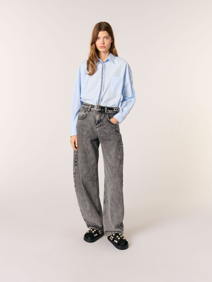 Camicia in popeline con strass