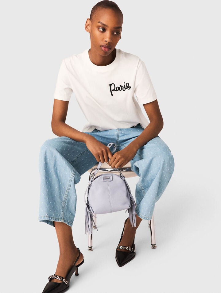 T-shirt con logo Paris ricamato