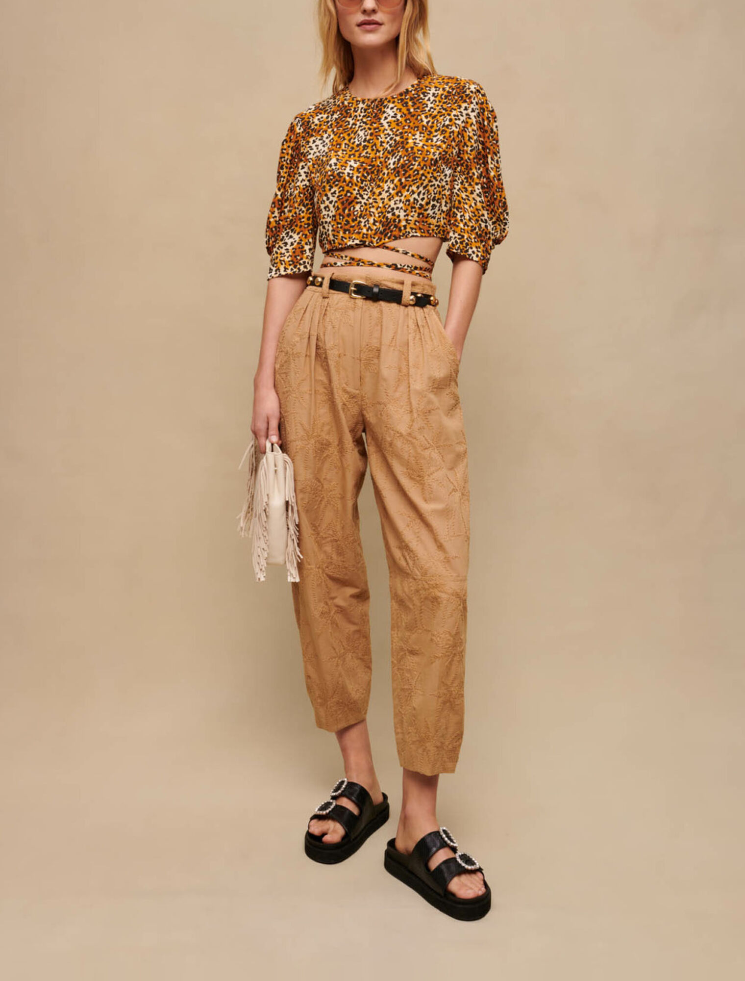 Crop top con stampa leopardo