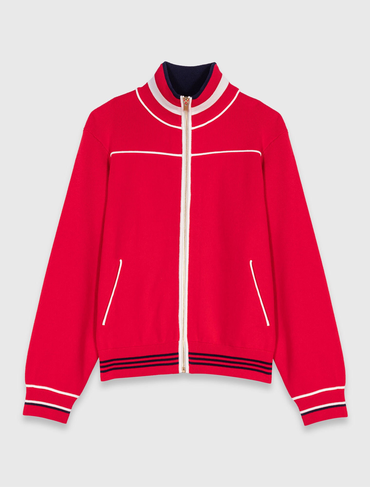Cardigan con zip e vita elastica