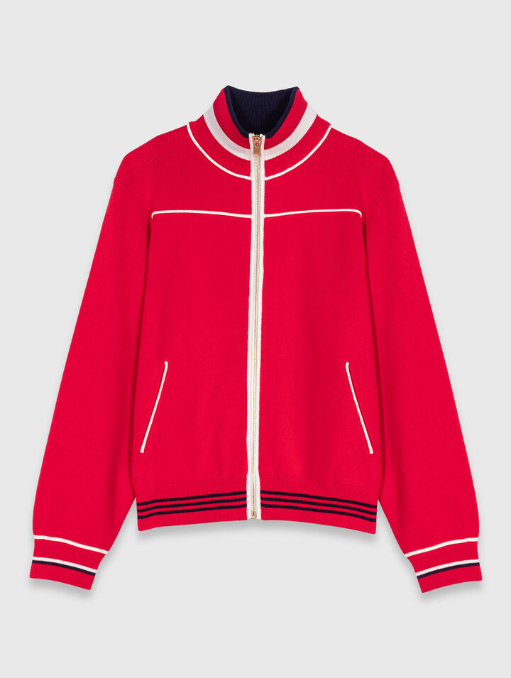 Cardigan con zip e vita elastica