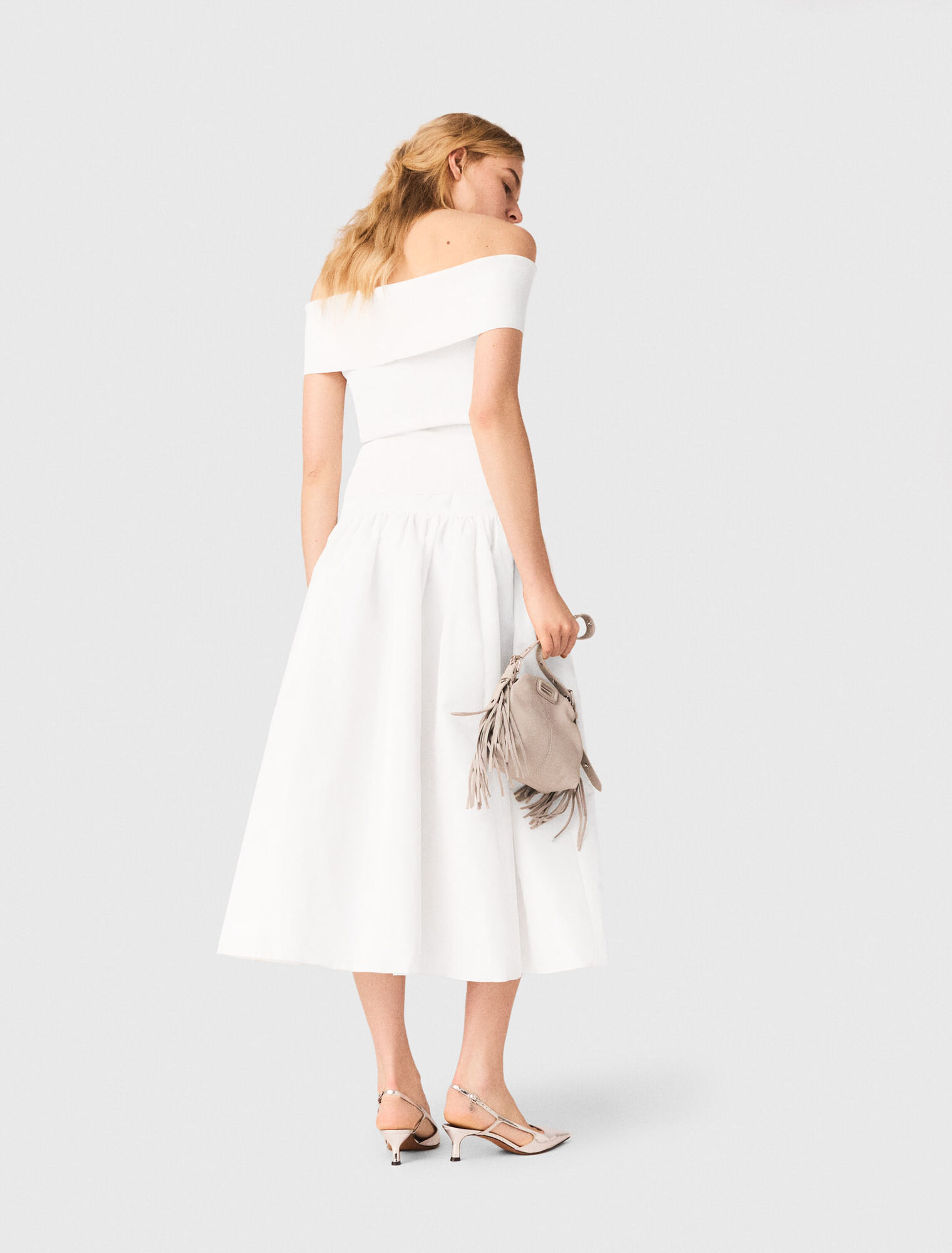 Top scollo bardot in maglia a coste