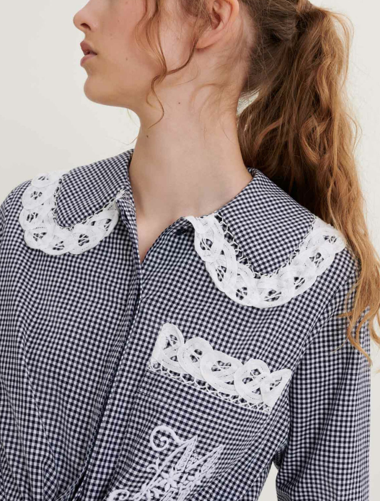 Camicia in pizzo e percalle