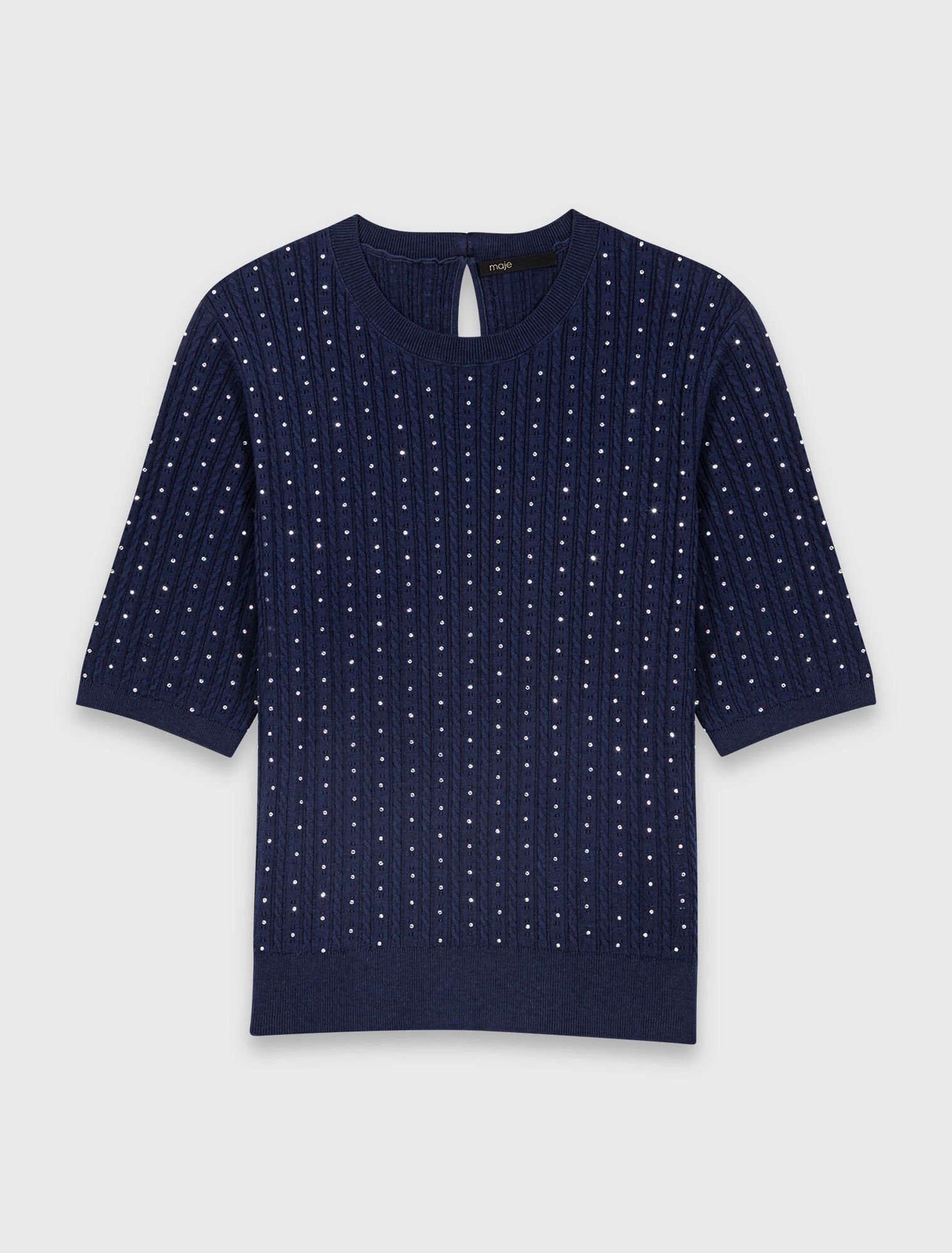 Pullover girocollo con strass