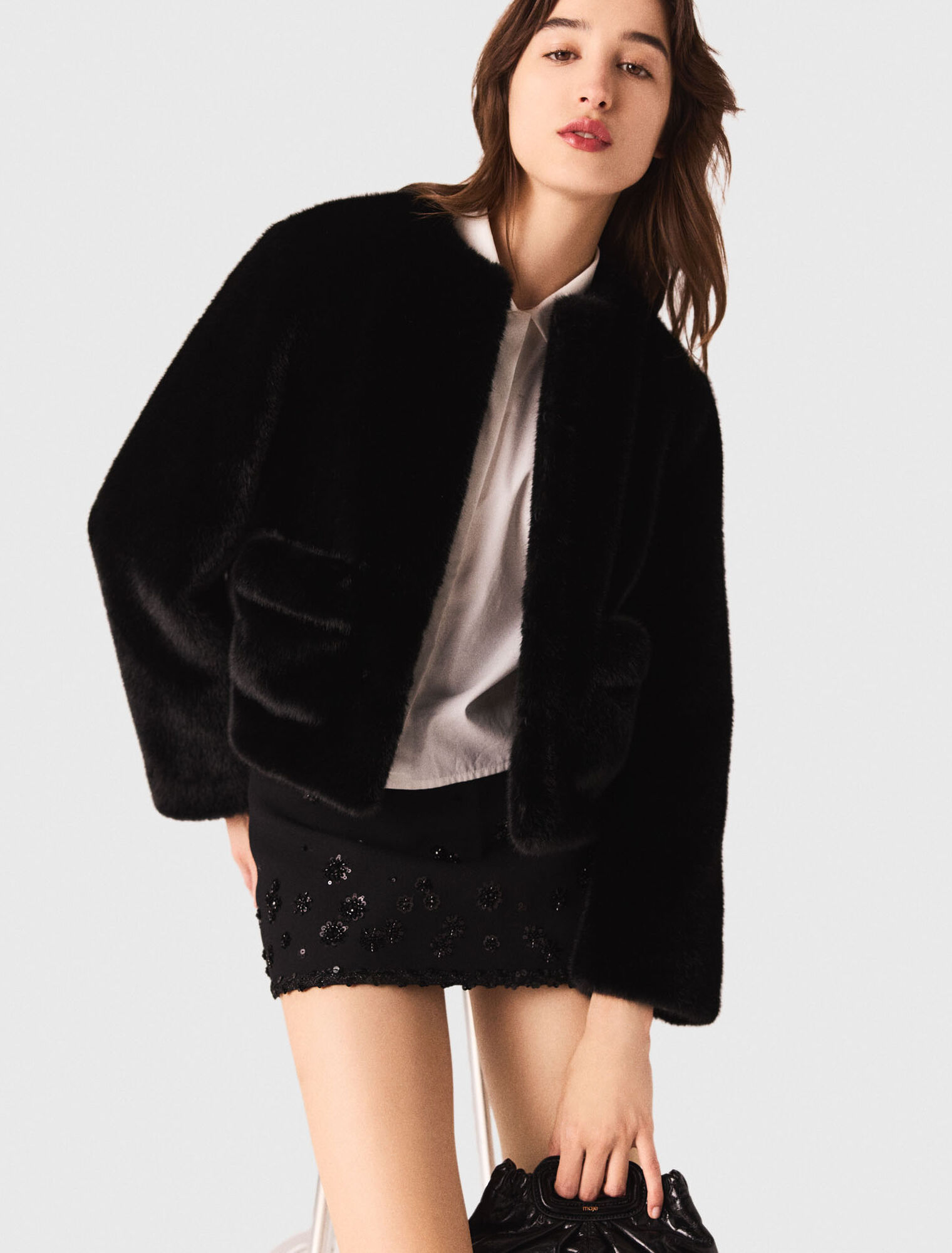 Cappotto corto in ecopelliccia