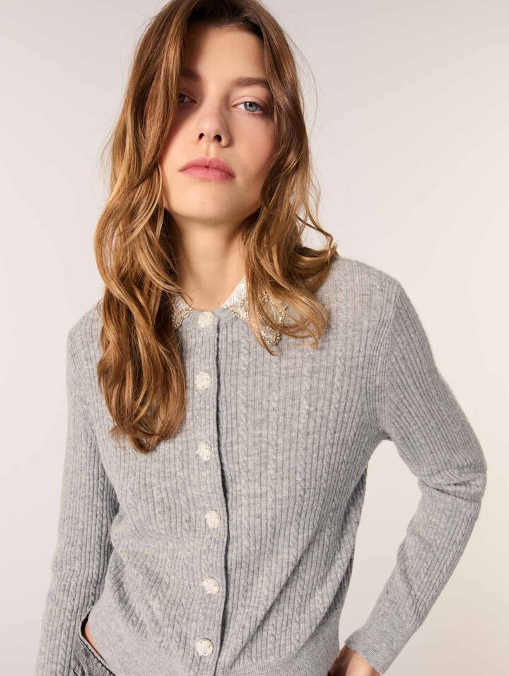 Cardigan con colletto rimovibile