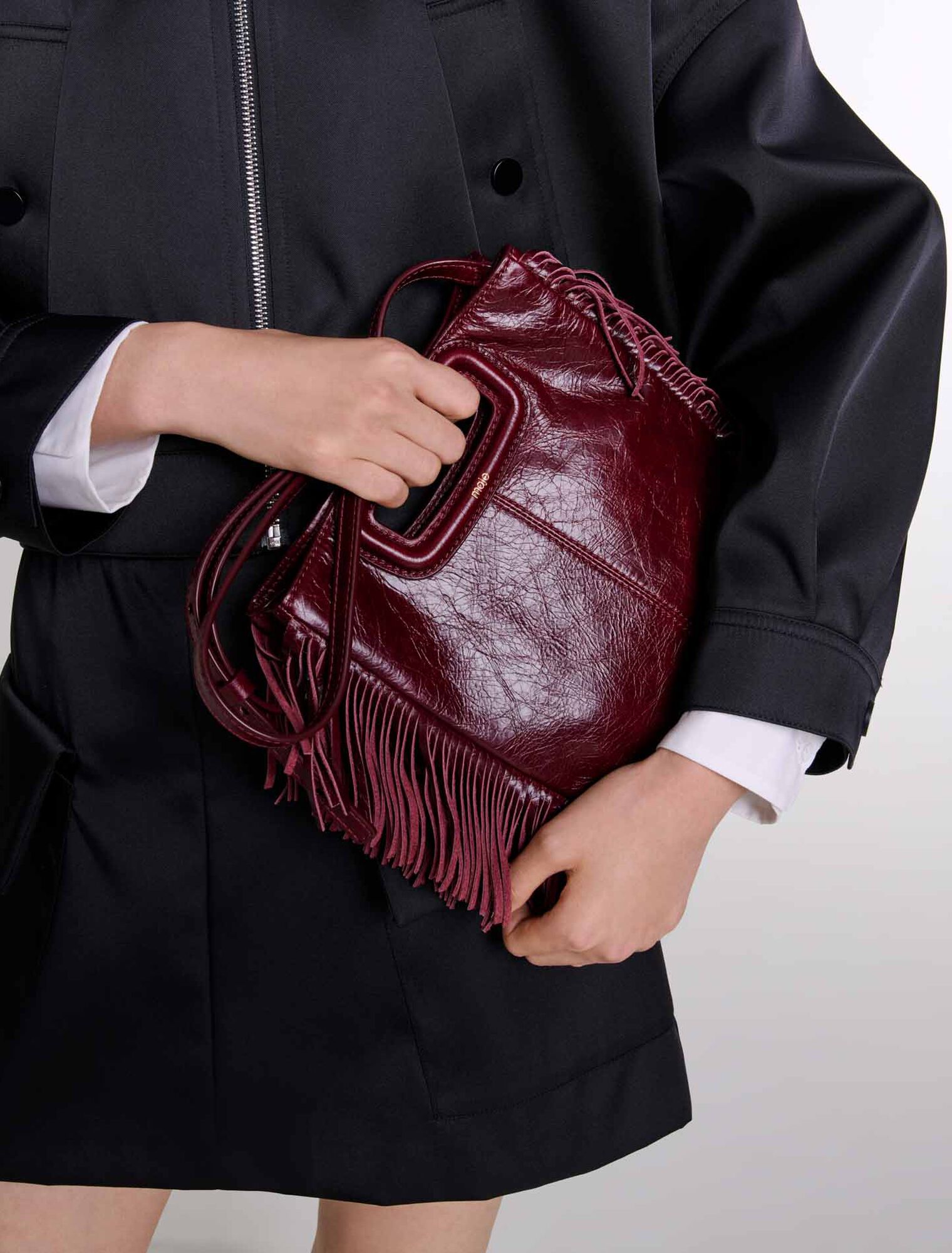 Borsa M in pelle craquelé