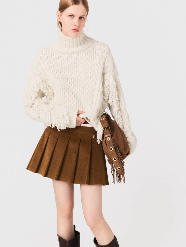 Maglione in lana mélange con frange