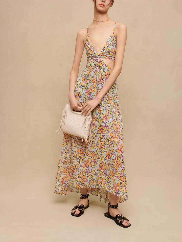 Maxi abito cut-out floreale