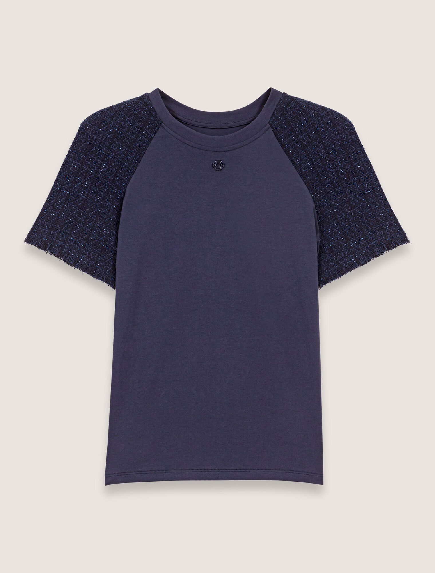 T-shirt con maniche in tweed