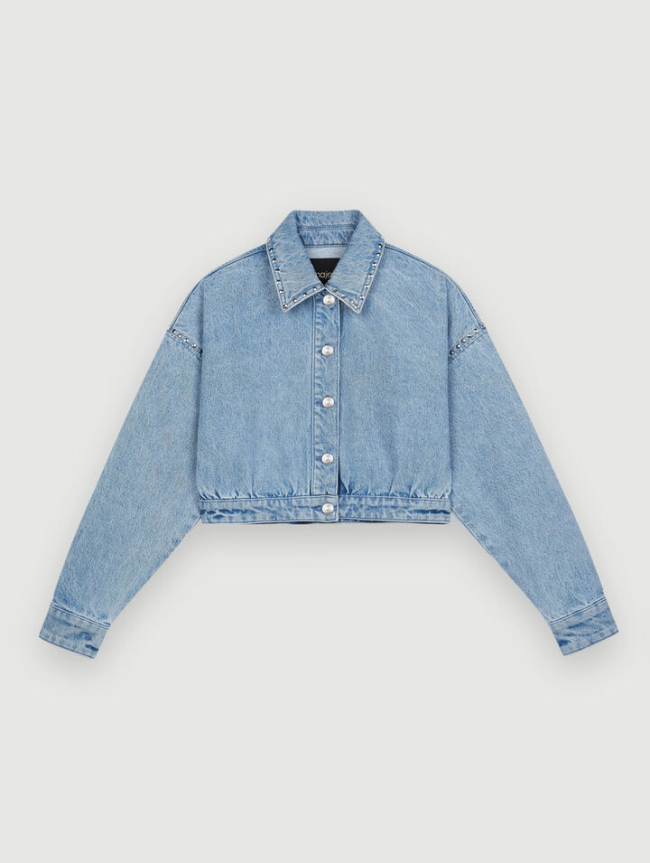 Giacca in denim con borchie