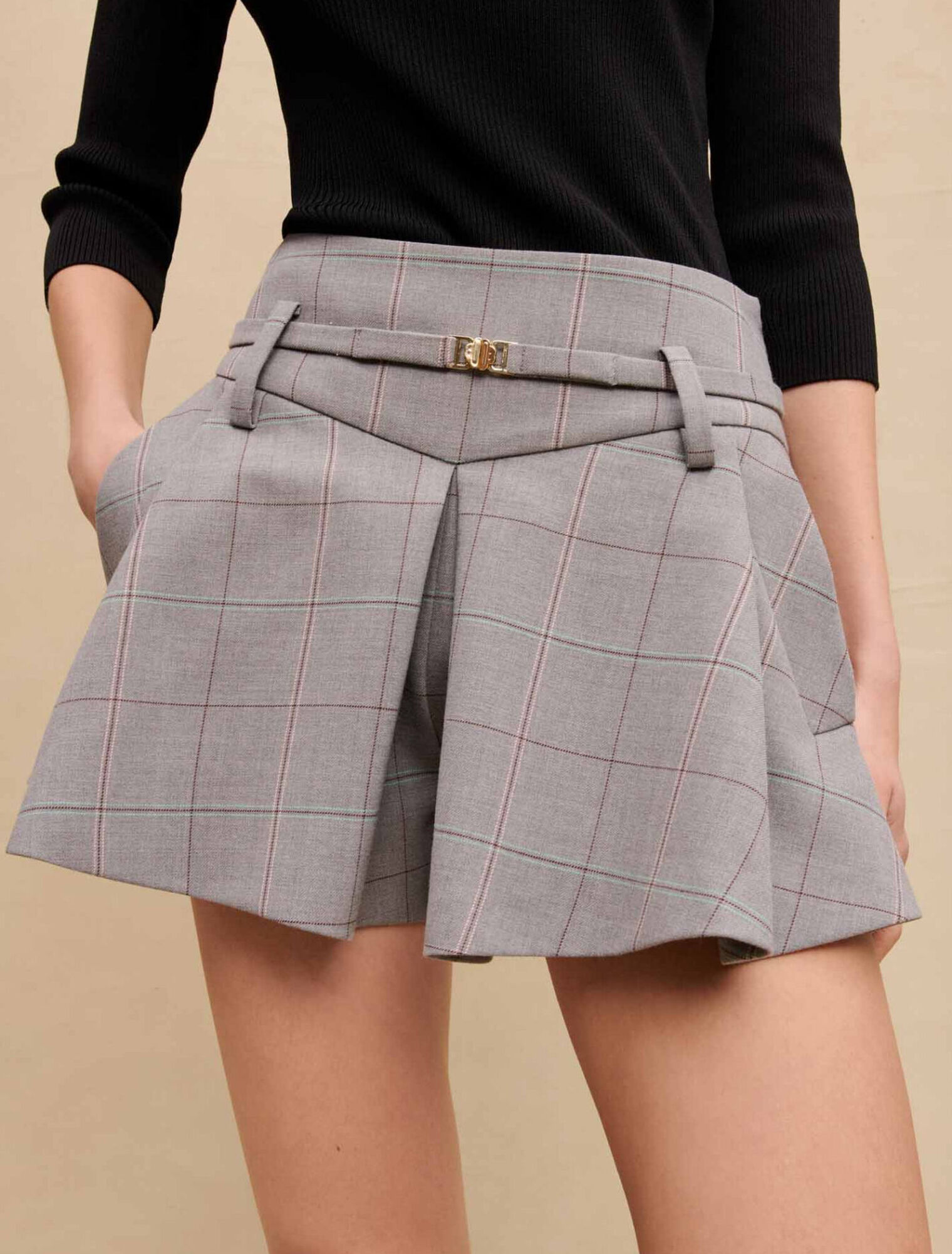Mini short a quadri grigi