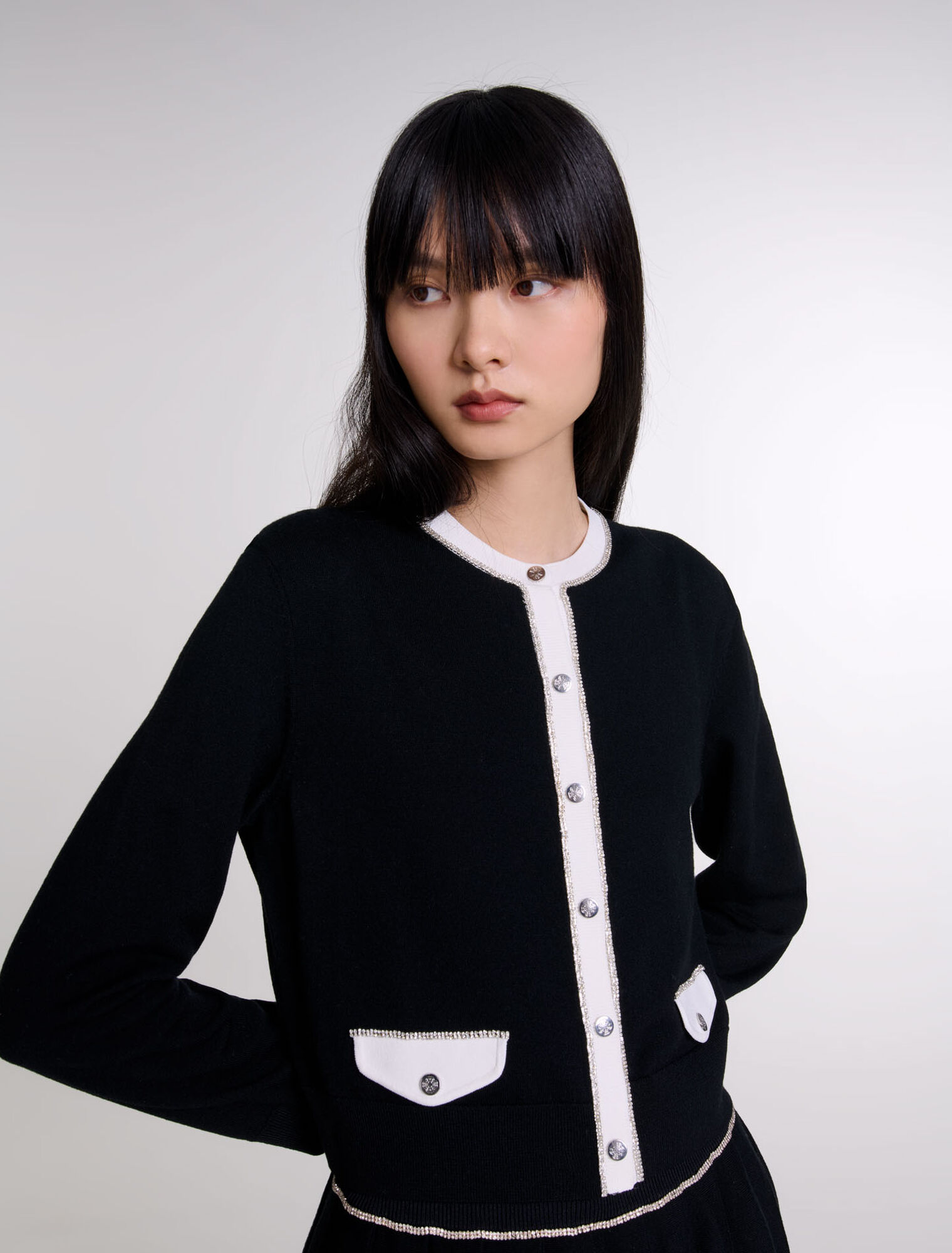 Cardigan decorato con strass