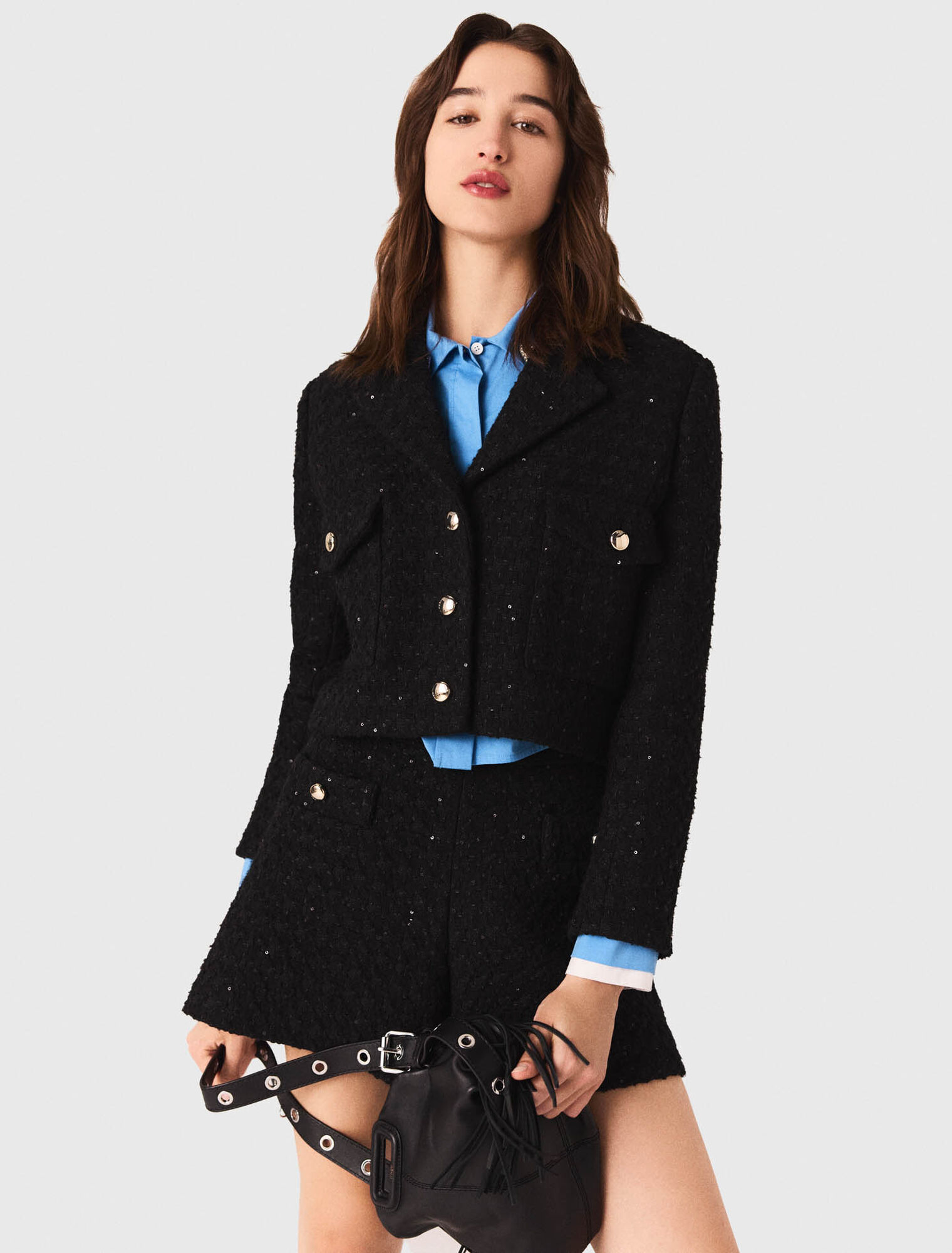 Giacca corta in tweed glitterata