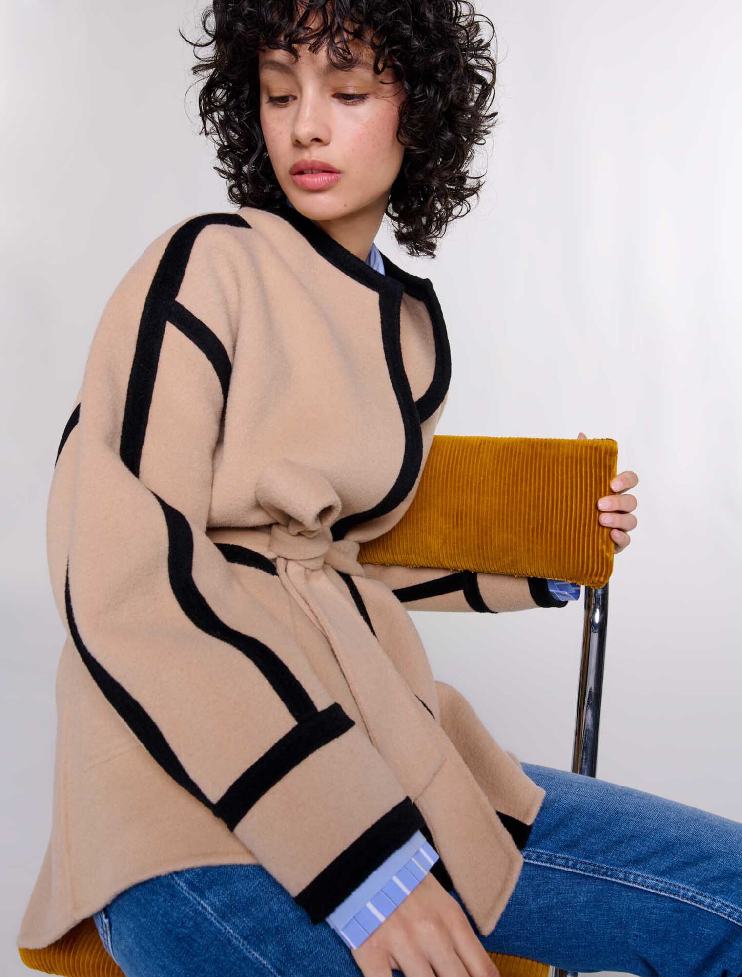 Cappotto corto bicolore