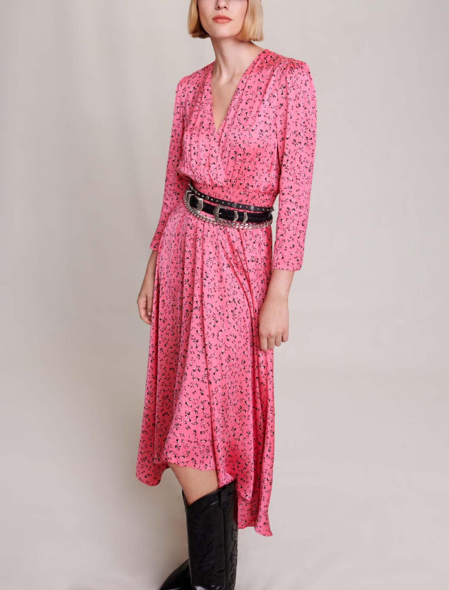 Abito midi con stampa floreale