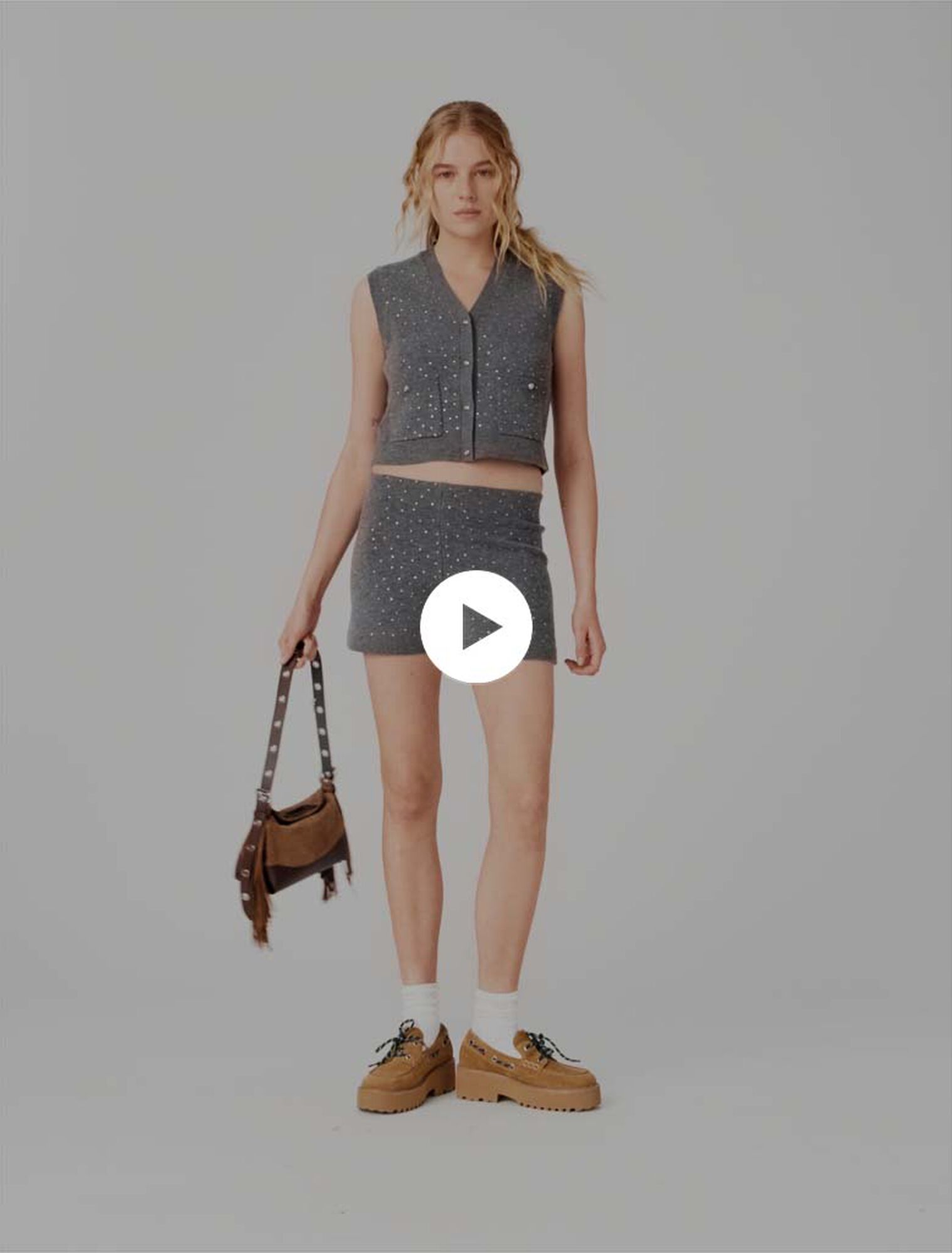 Top in maglia con strass