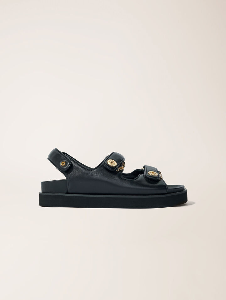 Sandali in pelle con suola piatta