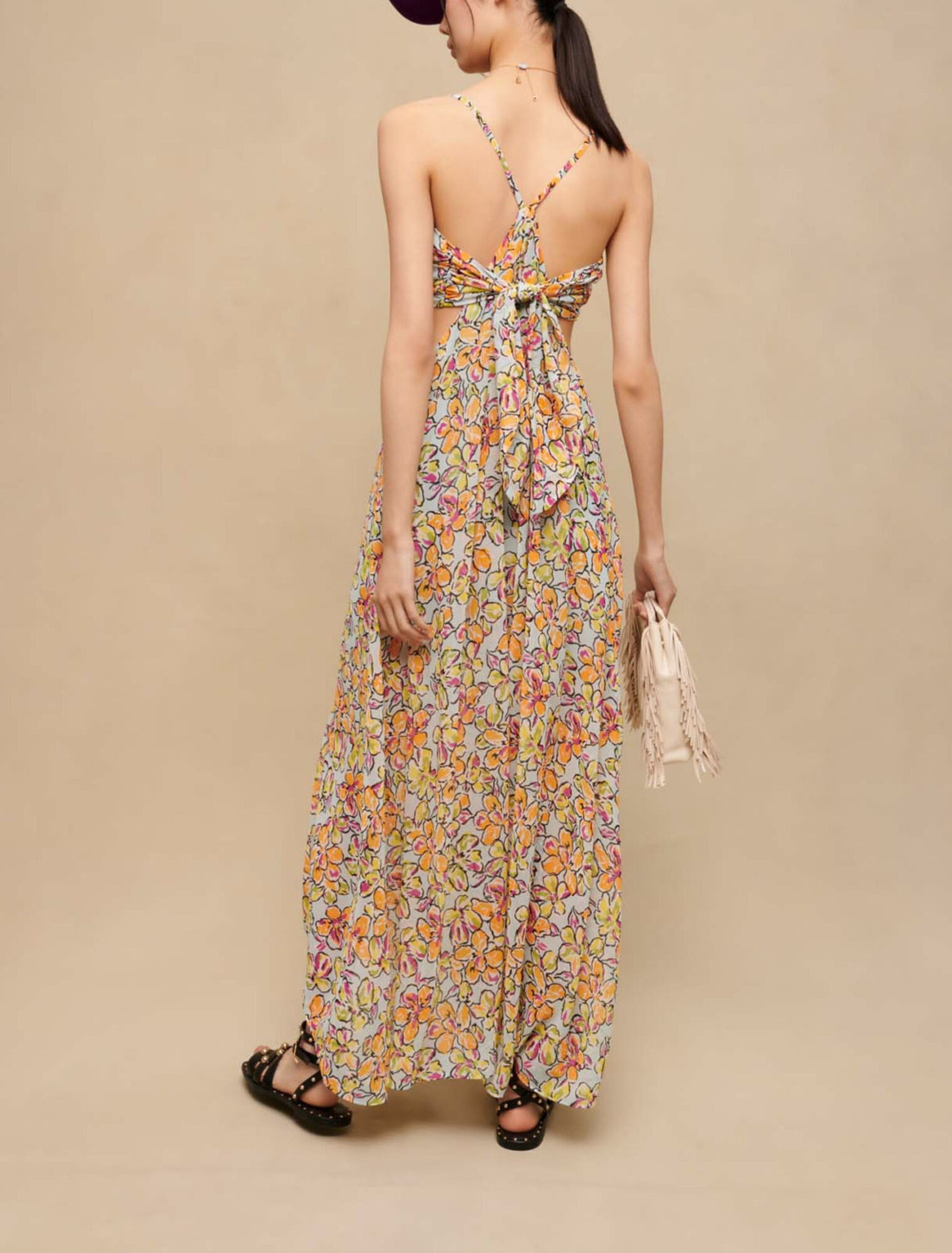 Maxi abito cut-out floreale