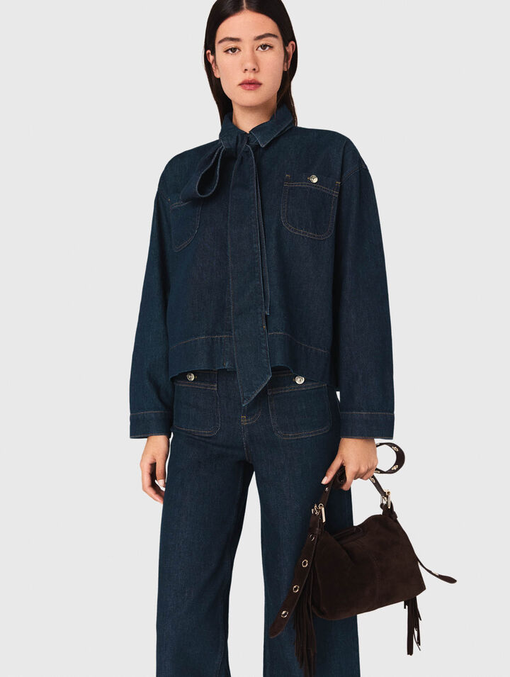 Camicia in denim con lavallière