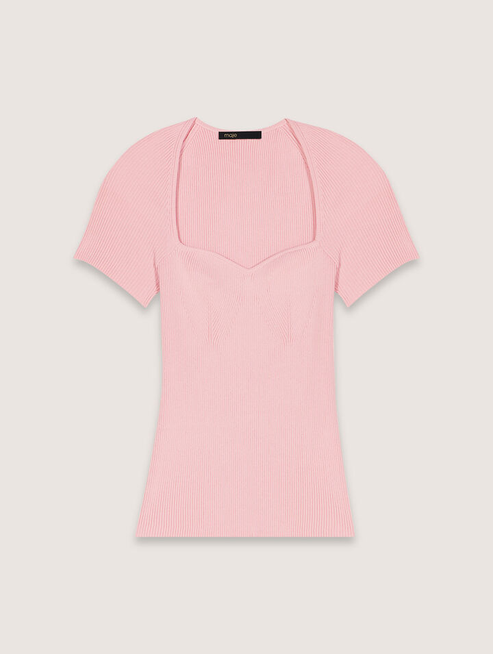 Top in maglia a coste