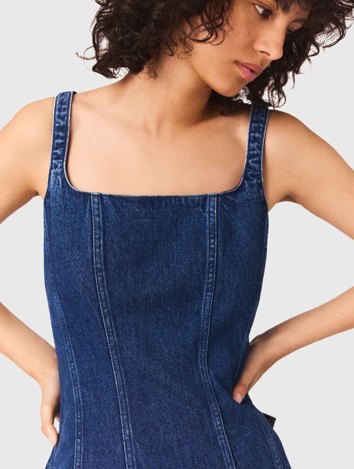 Abito babydoll corto in denim