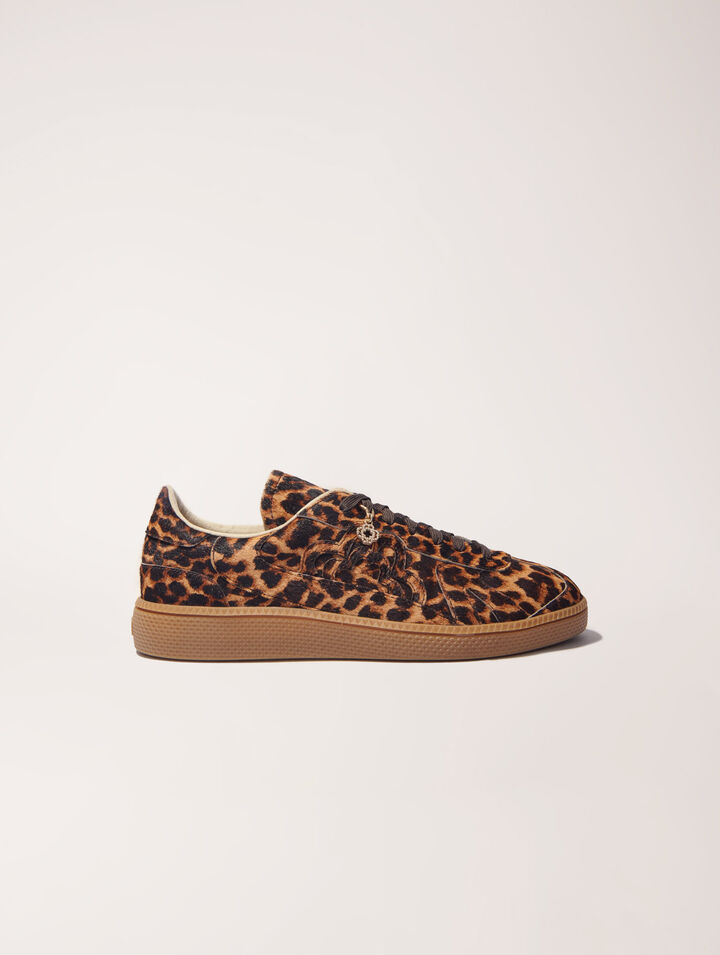 Sneaker casual in pelle leopardata