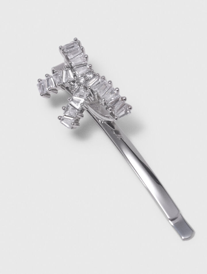 Fermaglio con fiocco in strass