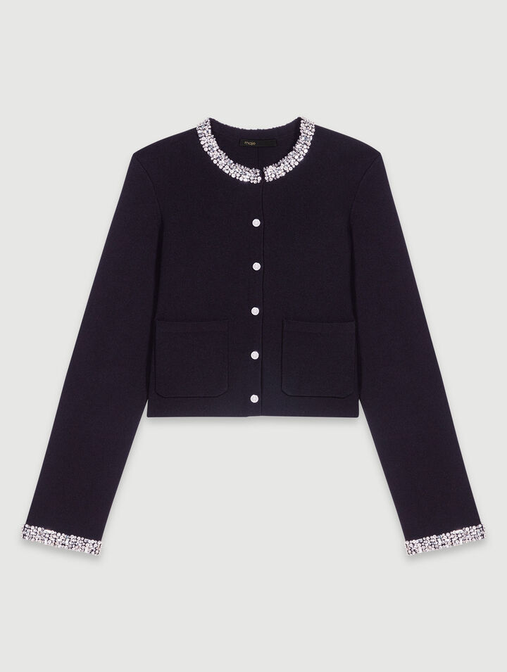 Cardigan con bordi glitterati