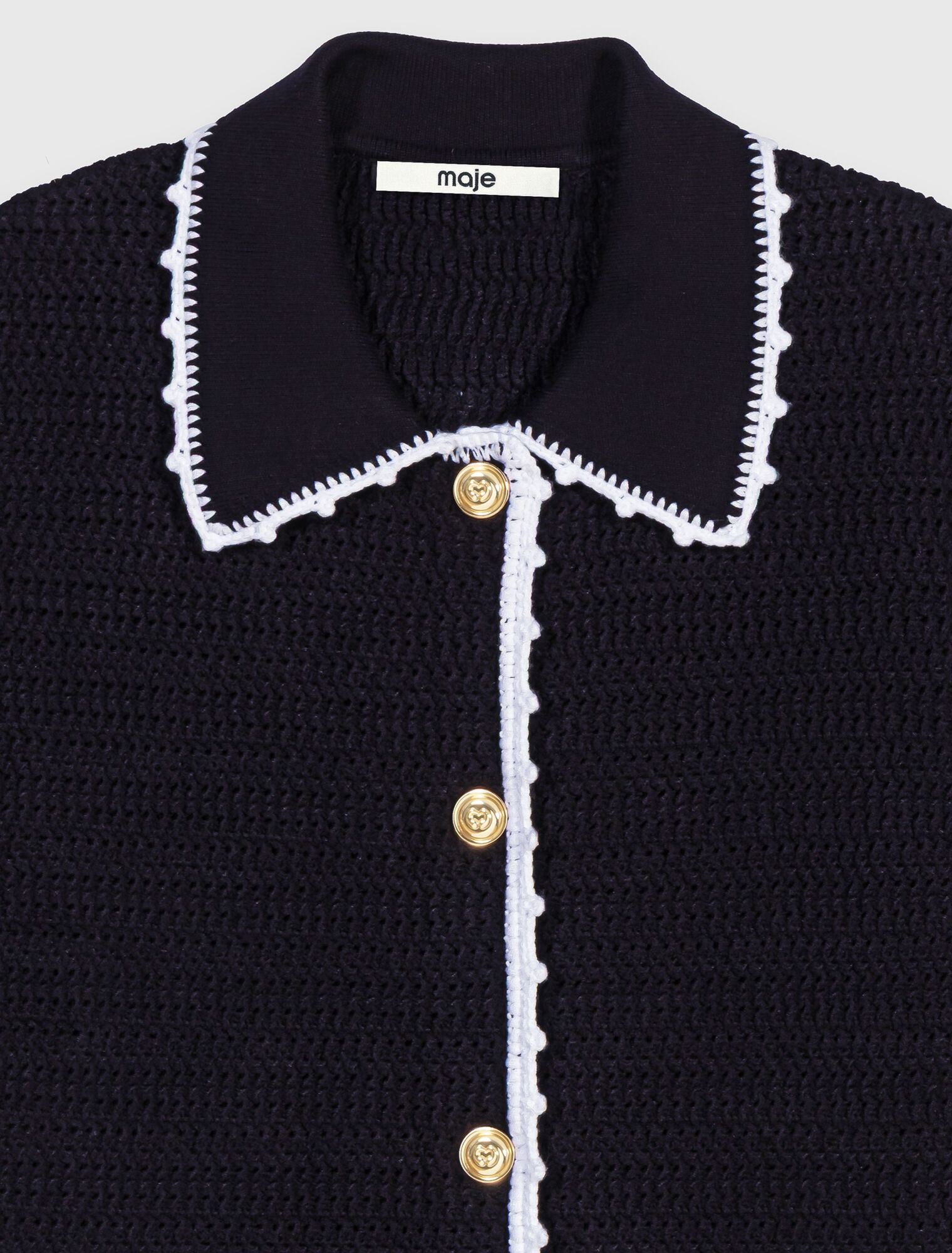 Cardigan con finiture in crochet