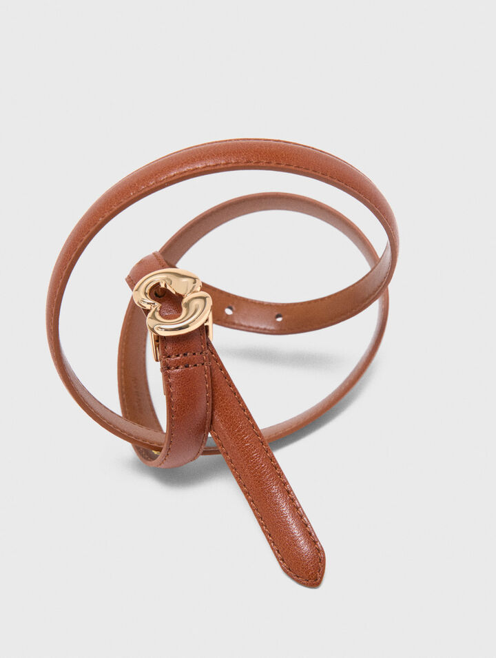 Cintura fine logo in pelle liscia