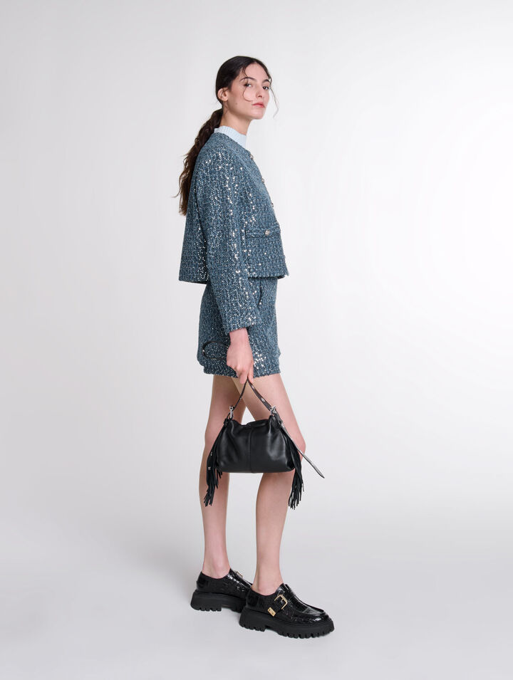 Giacca in tweed ornata con lustrini