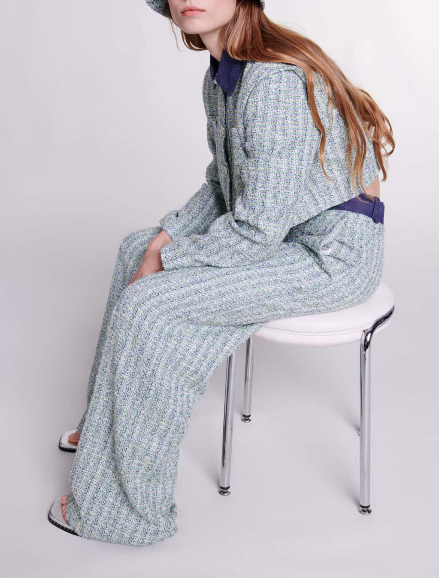 Pantaloni larghi in tweed