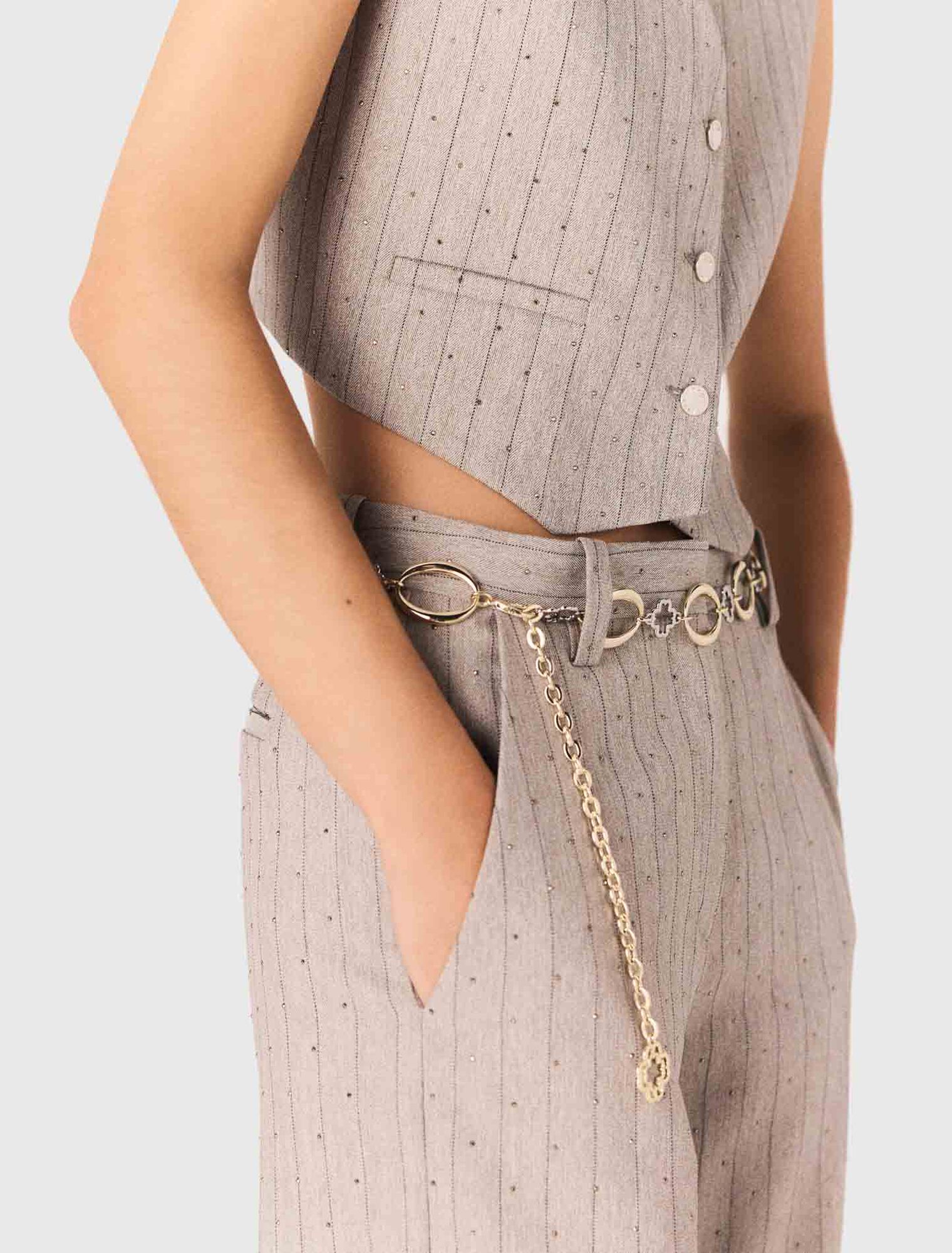 Pantaloni da tailleur con strass