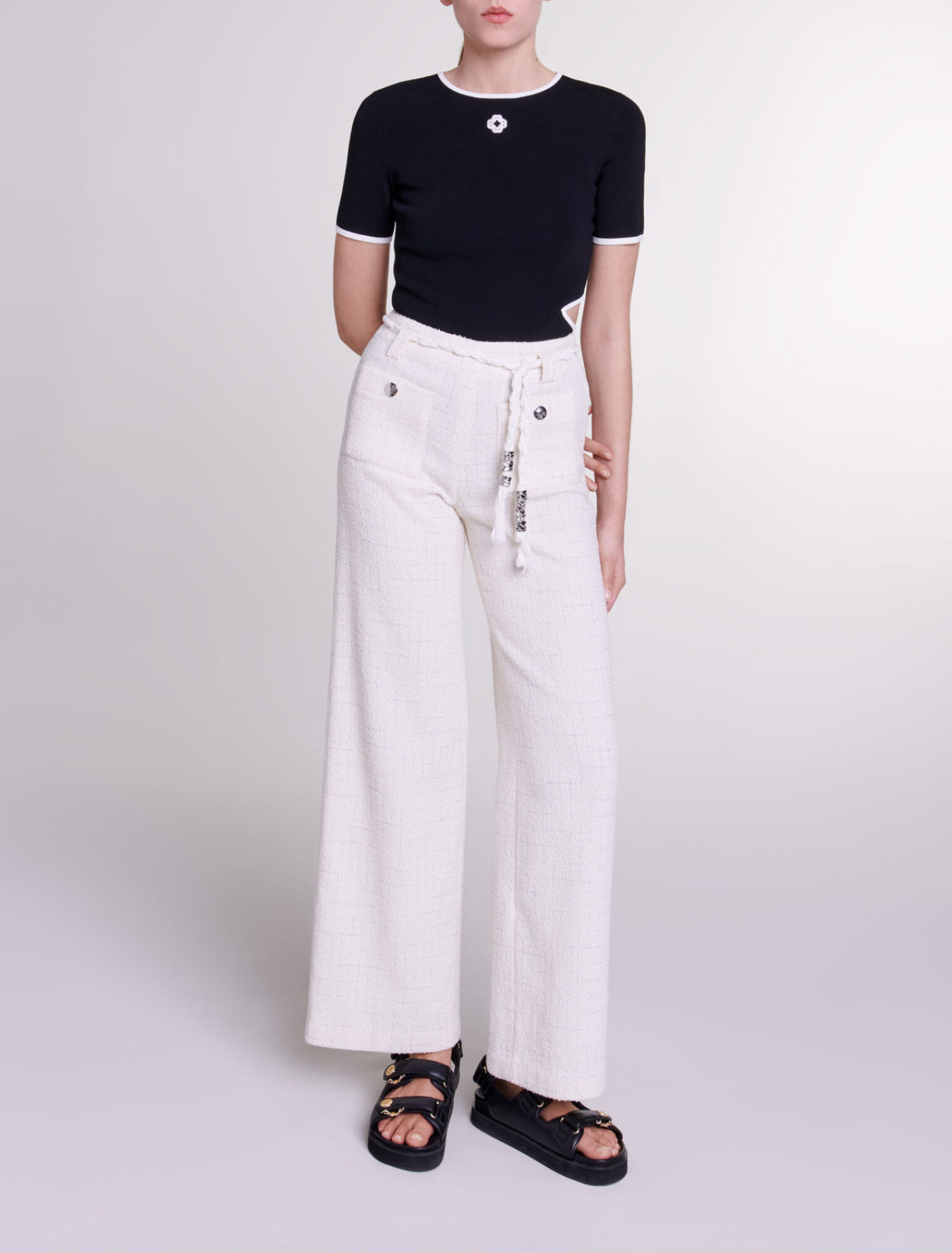 Pantaloni tweed fili metallizzati